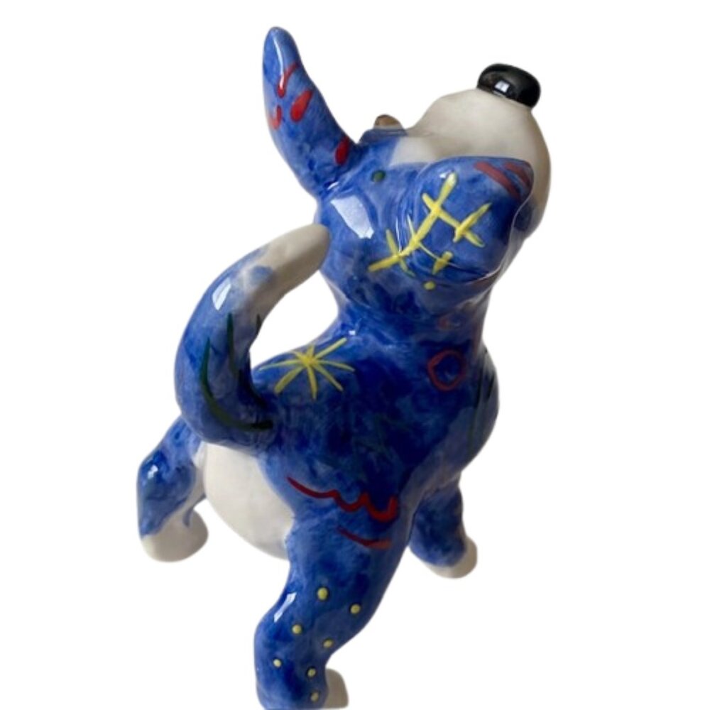 WhimsiClay Dog Figurine Ceramic Colorful Puppy Handmade Hand Painted - Picture 3 of 7